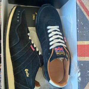 Gola Men's Black and White Suede Sneakers Made in England “1905” Rare